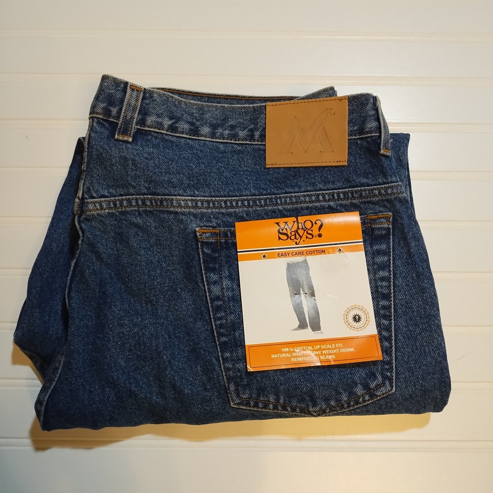 Members Mark Who Says? Vintage‎ 90s Heavyweight Jeans Dark Wash Men's 42x30 NWT